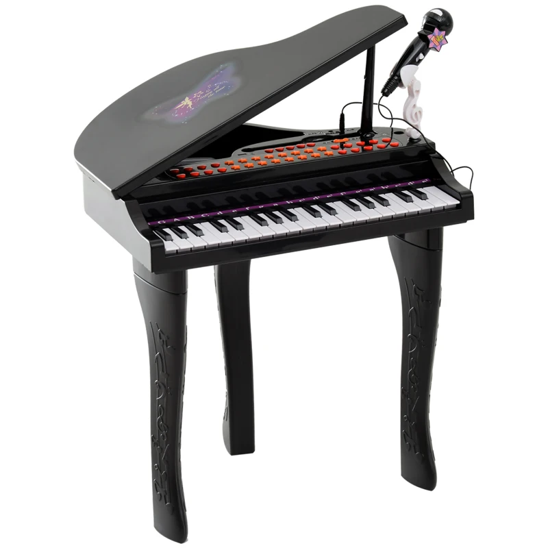 Piano à Queue électronique - HOMCOM - 37 Touches Multifonctions avec Micro Haut Parleur, lumière LED - enfant 3 à 6 ans -