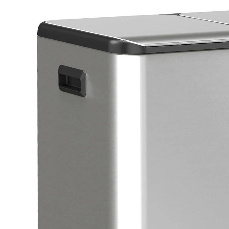 HOMCOM 2 x 20L Double Kitchen Bin, Stainless Steel Pedal Rubbish Bin with Dual Compartments, Soft Close Lids, Silver Tone