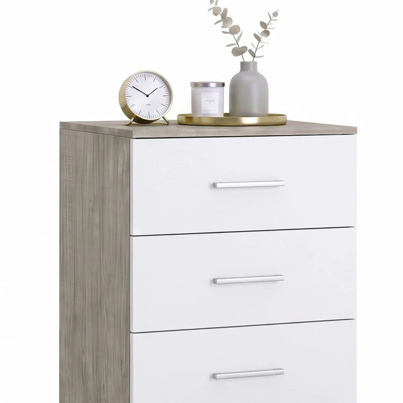 HOMCOM Cómoda de 6 Cajones Cajonera Alta para Dormitorio con Antivuelco 40x40x110 cm Gris Claro y Blanco