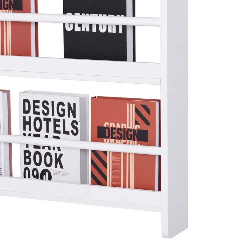 HOMCOM Etajeră de Perete cu 4 Rafturi, Librărie Suspendată din Lemn pentru Cărți, Raft Organizator Subțire, Alb, 59x12x113cm(m-7)