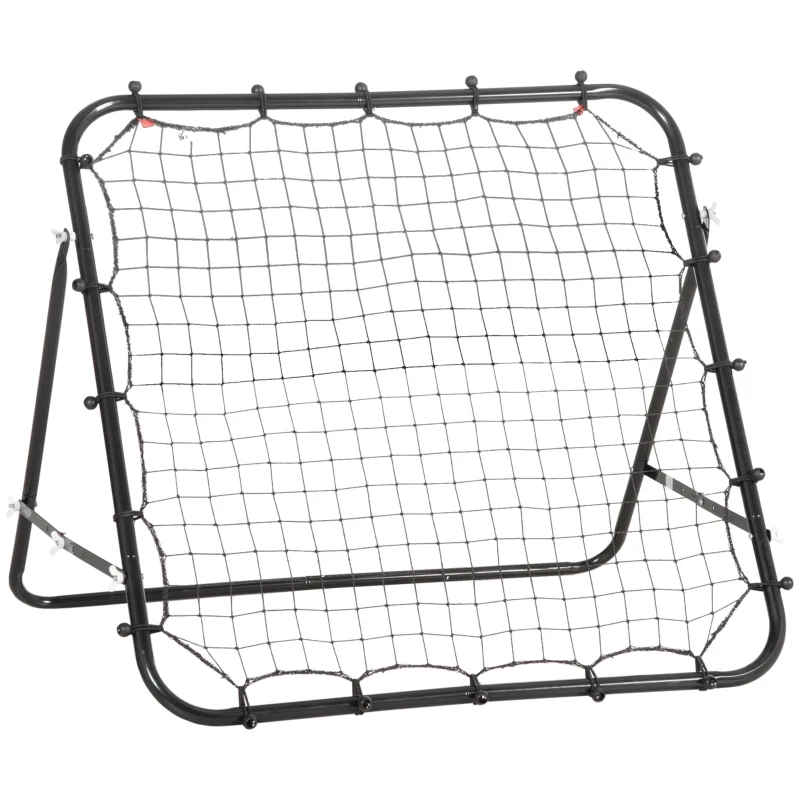 HOMCOM Filet de rebond en métal angle réglable 20 cordes élastiques pour entraînement de football, tennis 96 x 80 x 96 cm, noir