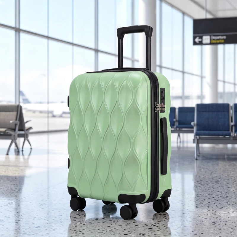 HOMCOM 56cm 41L Suitcase, Lightweight ABS Hard Shell Carry On Luggage with TSA Lock, Spinner Wheels, Telescopic Handle, Green