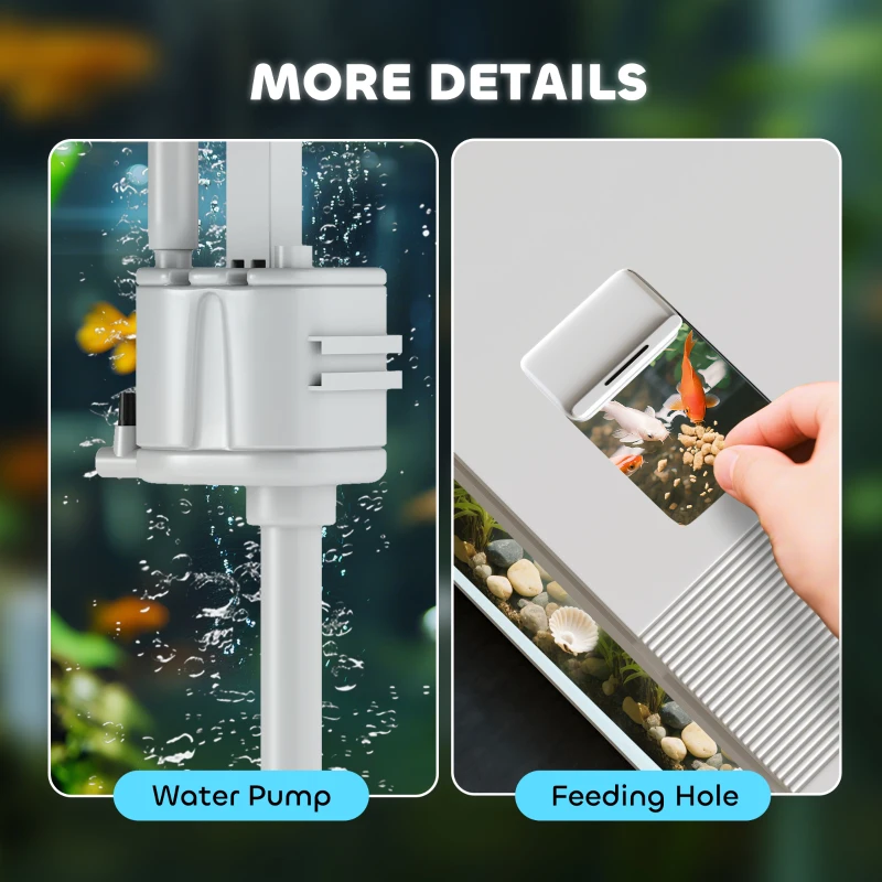 PawHut 26L Glass Fish Tank With Filter System, LED Lights, Water Pump, White