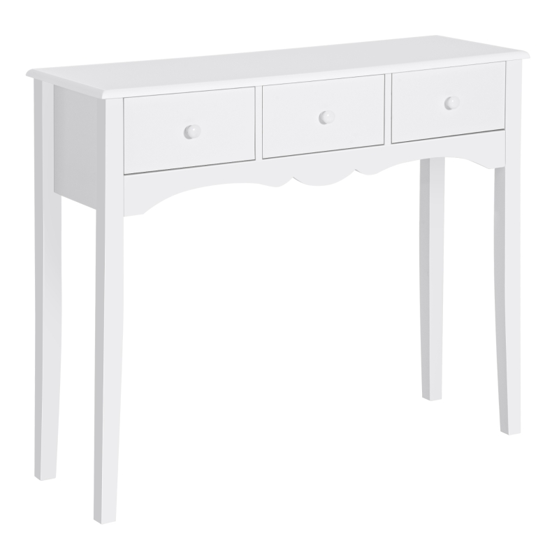 HOMCOM Masă Consolă Modernă de Intrare din MDF cu 3 Sertare, 100x32x85 cm, Alb