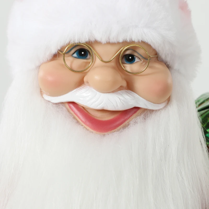 HOMCOM 2ft Singing Skiing Santa Claus, Standing Christmas Animated Santa Figure with Ski Board, Sack, Sound/Touch Activated