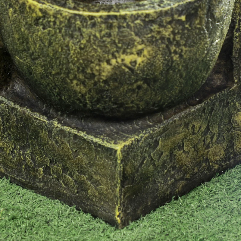 Outsunny Garden Water Feature Waterfall Fountain with 4-Tier Stone Look Bowls, Adjustable Flow