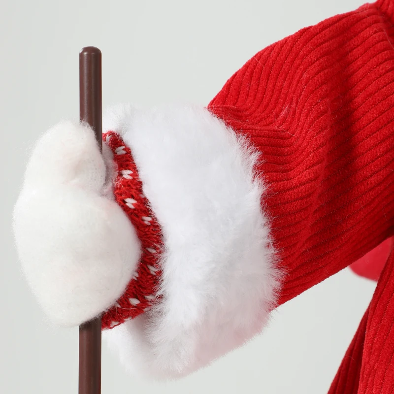 HOMCOM 2ft Singing Skiing Santa Claus, Standing Christmas Animated Santa Figure with Ski Board, Sack, Sound/Touch Activated