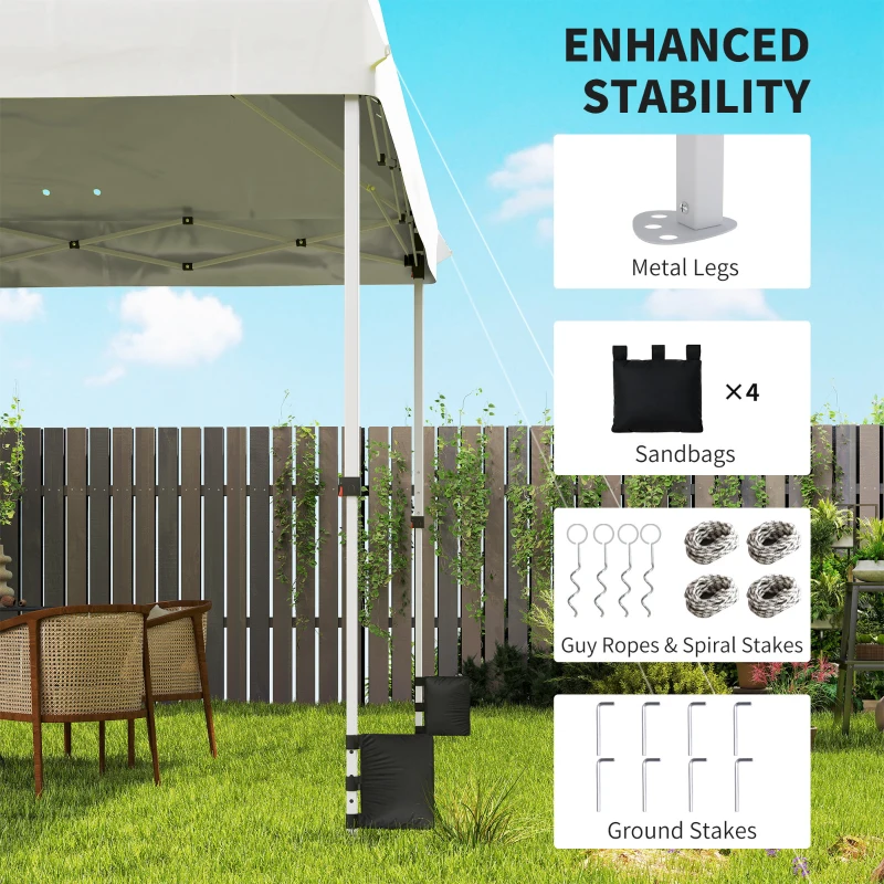 Outsunny 3 x 3 m Pop Up Gazebo with Wheels, UPF50+ One-Touch Outdoor Garden Party Tent Marquee Wedding Awning Canopy, White
