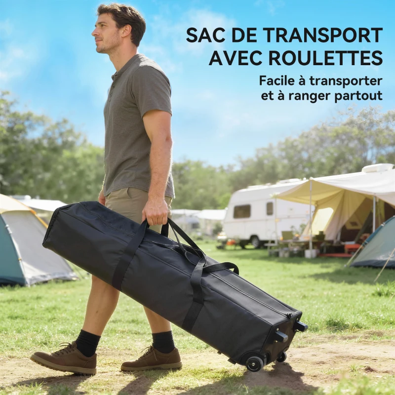 Outsunny Tonnelle de jardin pop up tente pliante hauteur réglable 3 parois latérales sacs de sable sac de transport 3 x 3 m crème