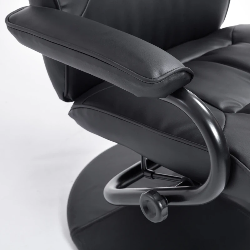 HOMCOM Executive Recliner Chair High Back Swivel Armchair Lounge Seat w/Footrest Stool (Black)