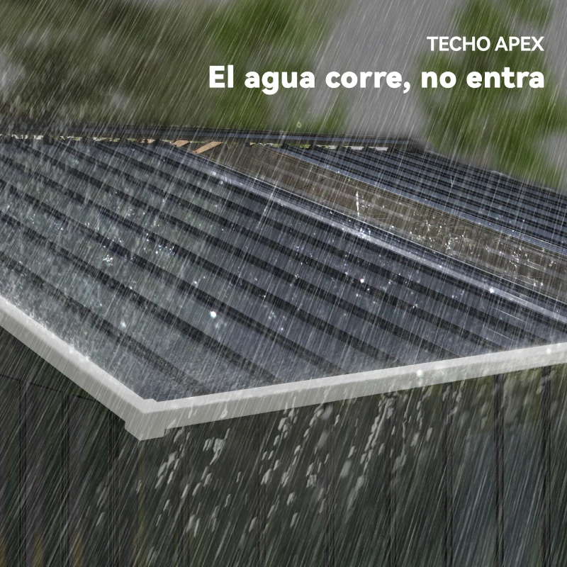 Outsunny Cobertizo de Jardín 4,9 m² 277x195x192 cm con 2 Puertas Corredizas Base Refuerzo (Suelo NO Incluido) Gris Oscuro