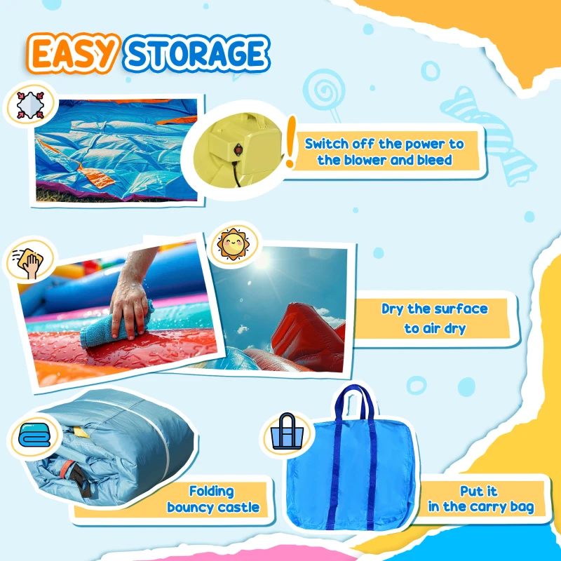 Outsunny Kids Bouncy Castle, 4 in 1 Large Sailboat Style Inflatable House Slide Trampoline Water Pool Climbing Wall with Blower Carrybag for Kids Age 3-8, 2.65 x 2.6 x 2m