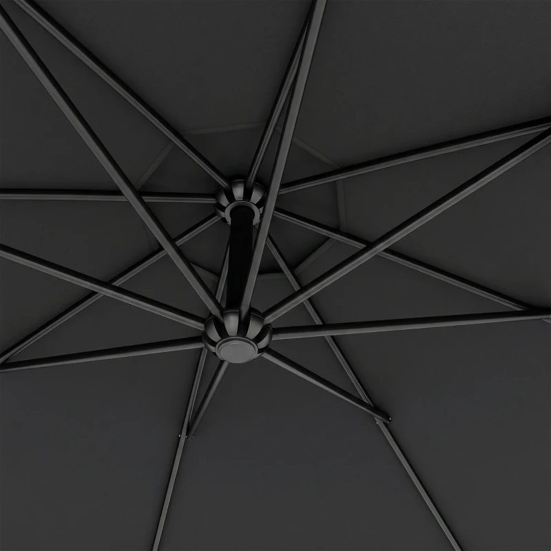 Outsunny 3m Overhanging Parasol, with Base, Weights and Cover - Black