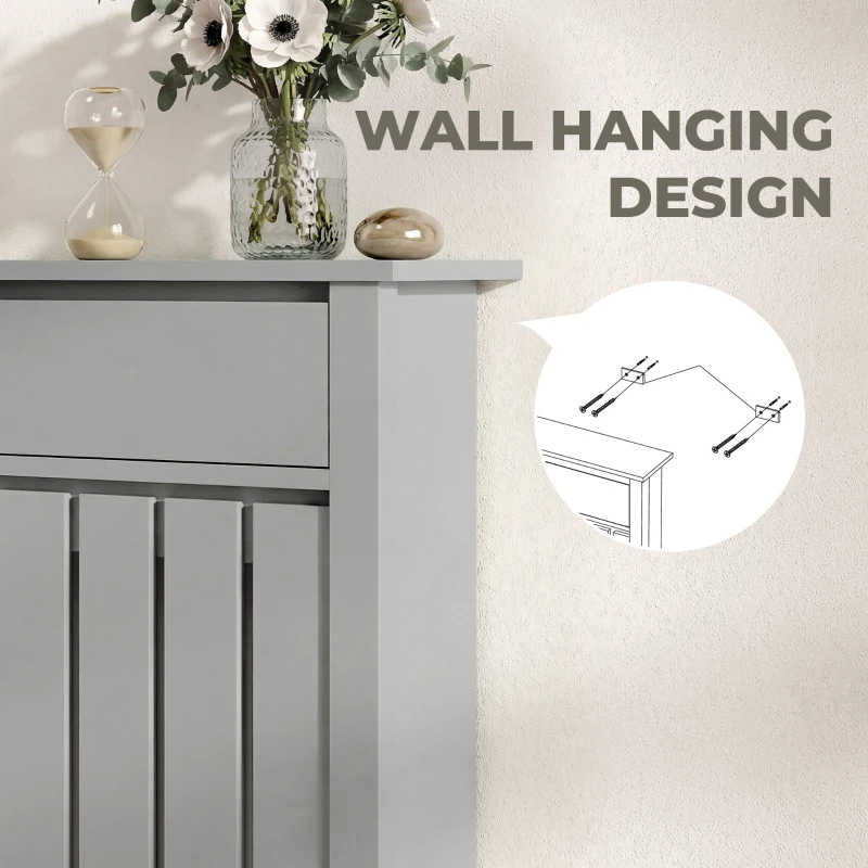 HOMCOM 93 x 88.5cm Rustic-Look Radiator Cover - Grey