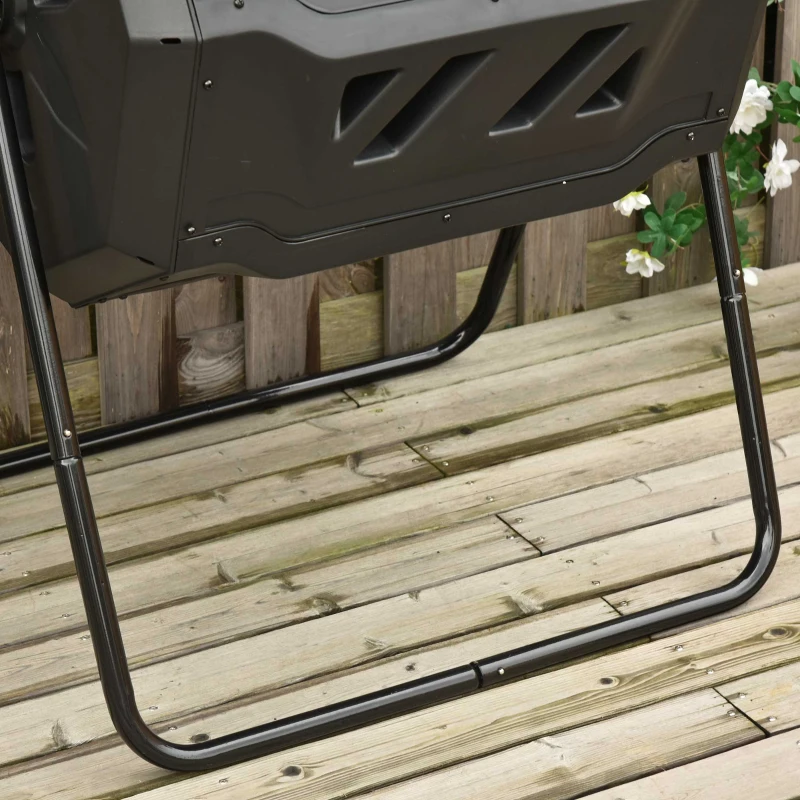 Outsunny 160L 360° Rotating Dual Chamber Composter - Black