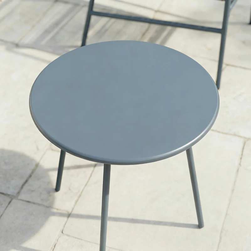 Outsunny 3 Piece Rattan Bistro Set, Outdoor Garden Furniture Set with 2 Chairs, Round Coffee Table for Patio, Balcony, Dark Grey