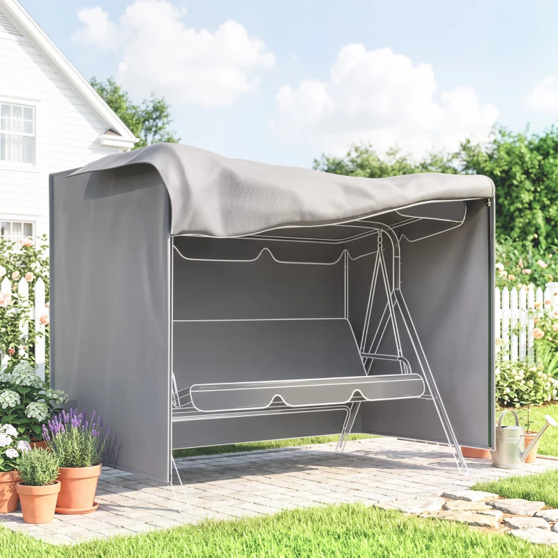 Outsunny Housse de Protection balancelle de Jardin 3 Places bâche étanche dim. 2,05L x 1,24l x 1,64H m Polyester Gris