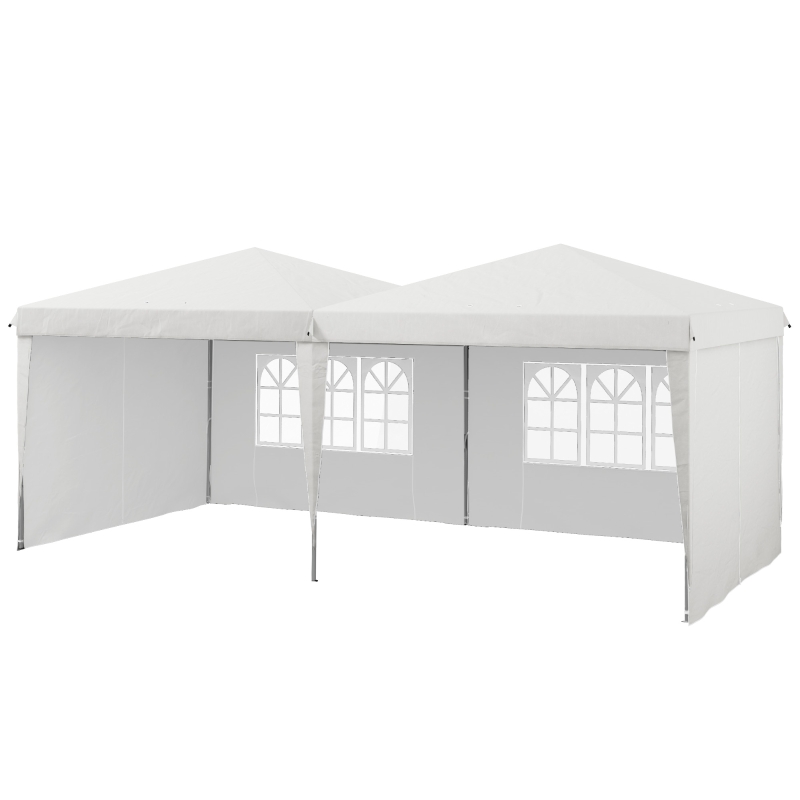 Outsunny Tente de réception Tonnelle barnum pliable 6x3m avec parois latérales Hauteur réglable avec sac de transport Roues