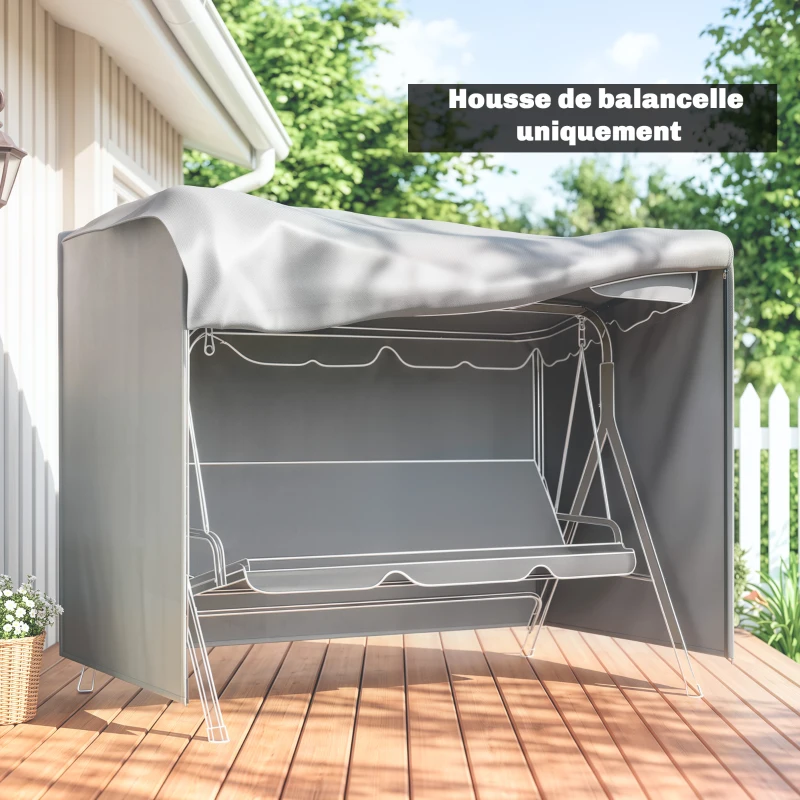 Outsunny Housse de Protection balancelle de Jardin 3 Places bâche étanche dim. 2,05L x 1,24l x 1,64H m Polyester Gris