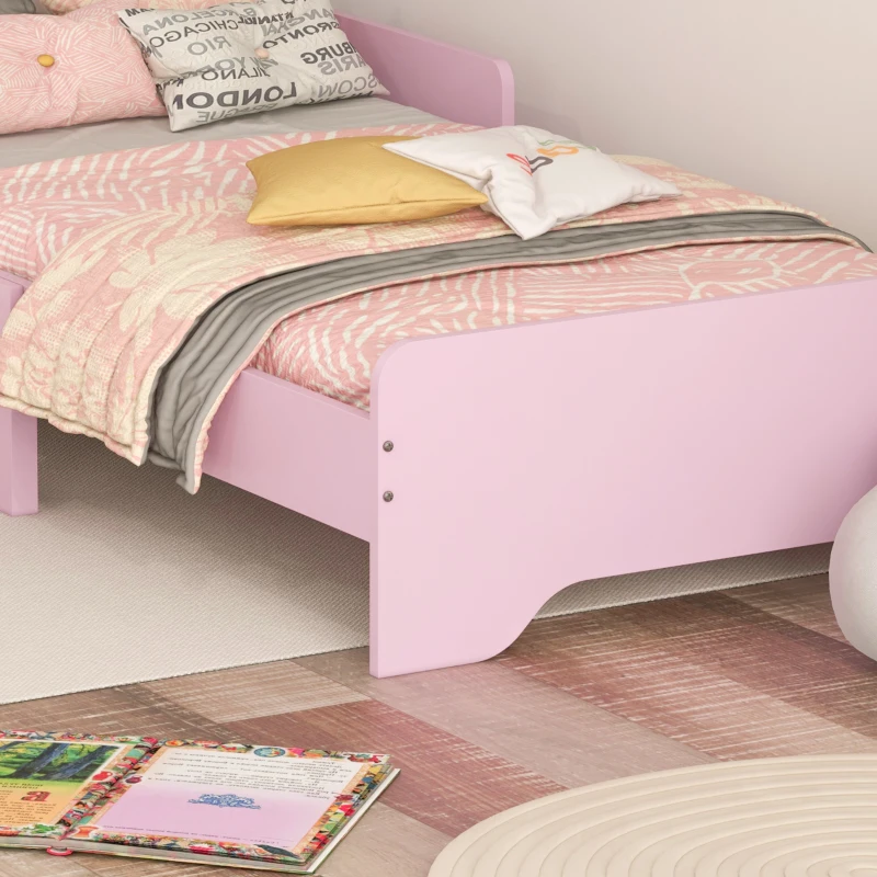 ZONEKIZ Lit pour enfants de 3 à 6 ans 143 x 74 x 55 cm design nuage sommier à lattes inclus chambre moderne rose