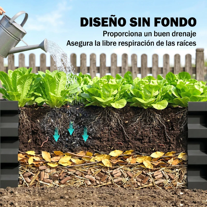Outsunny Set de 2 Jardineras de Exterior de Acero Rectangulares para Cultivos Plantas Flores para Patio 100x60x30 cm Gris Oscuro