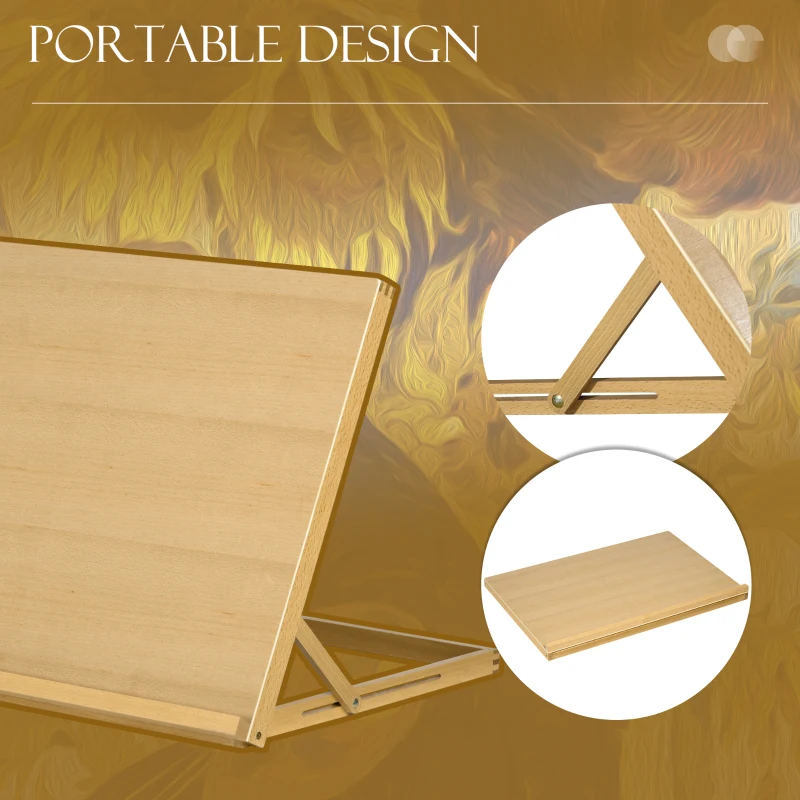 Vinsetto A2 Table Easel, Wooden Drawing Board, Adjustable Desktop Workstation Board for Artists & Crafters, Portable Beech Wood Table Top Box Easel for Painting, Sketching, Arts Crafts