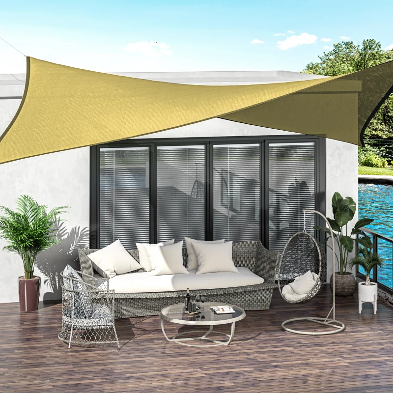 Outsunny Voile d'ombrage toile ombrage rectangulaire 6L x 4l m HDPE beige
