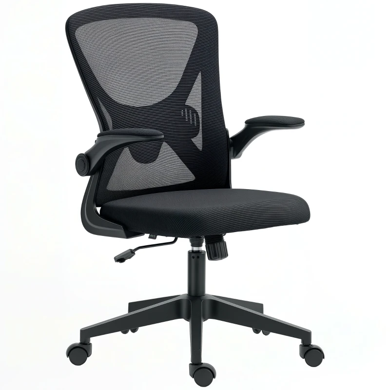 Vinsetto Mesh Back Office Chair, with Flip-Up Arms - Black
