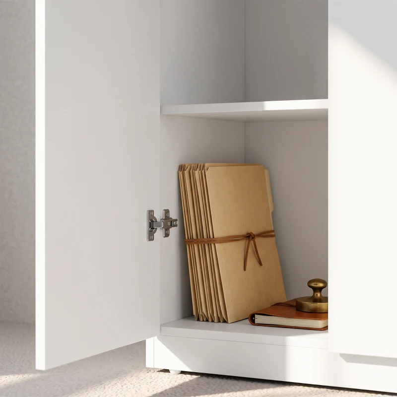 HOMCOM 120 cm Tall Storage Cabinet Cupboard, 3-Tier File Organiser Wooden Filing Cabinet, White