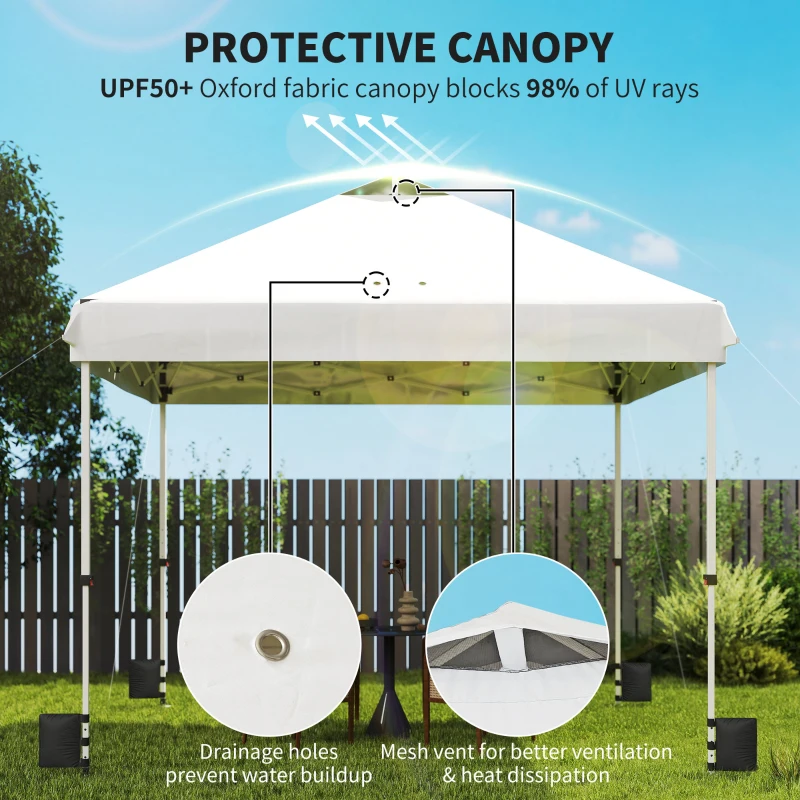 Outsunny 3 x 3 m Pop Up Gazebo with Wheels, UPF50+ One-Touch Outdoor Garden Party Tent Marquee Wedding Awning Canopy, White