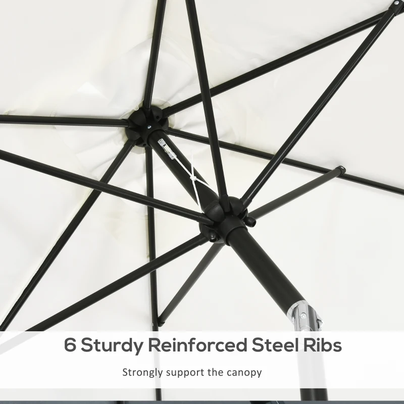 Outsunny 3x2m Garden Parasol Umbrella with Aluminium Pole, Tilt and Crank, Rectangular Outdoor Table Parasol Sun Shade for Patio, Cream White