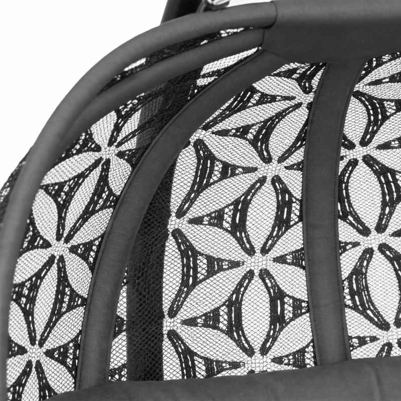 Outsunny Outdoor Double Hanging Chair with Cushion and Cup Holders, Charcoal Grey