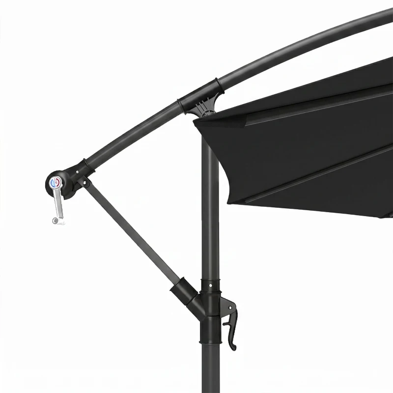 Outsunny 3m Overhanging Parasol, with Base, Weights and Cover - Black