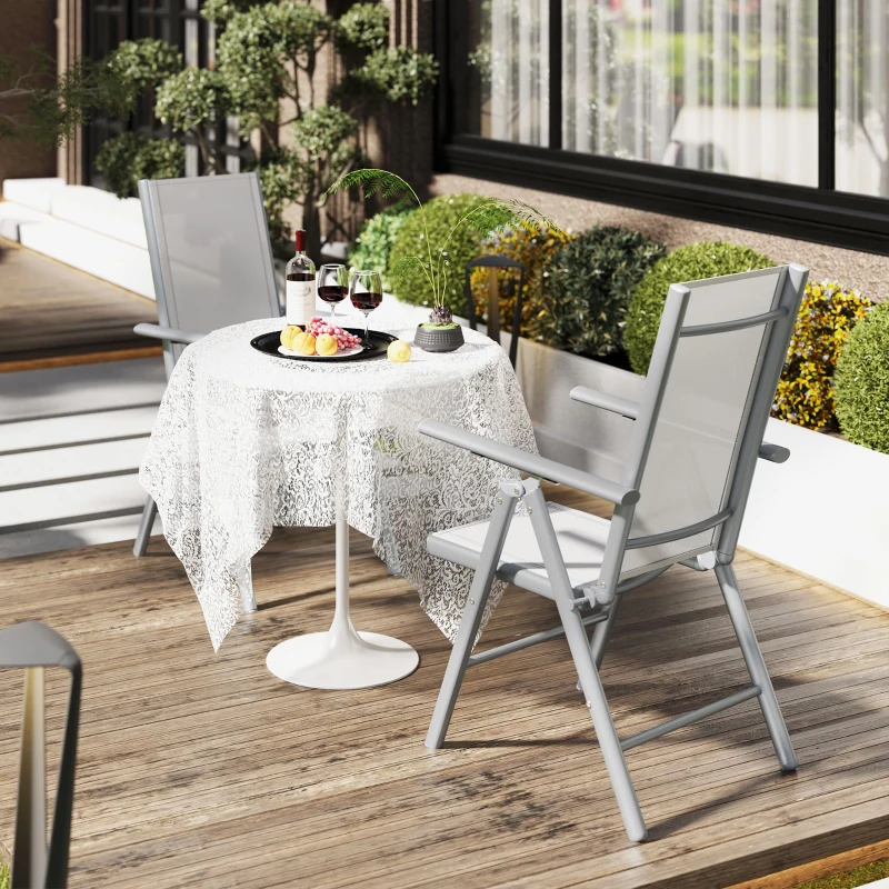 Outsunny Set of Two Aluminium Folding Chairs  - Light Grey