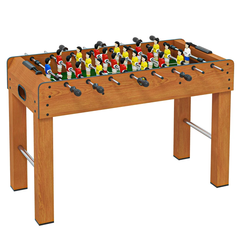 HOMCOM Futbolín de Madera Profesional para Niños y Adultos Mesa de Futbolín con 8 Barras y 2 Pelotas para Casa o Salas de Juego Fácil de Montar 122x61x80,7 cm Natural