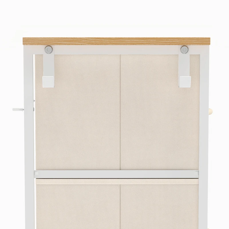 HOMCOM Chest of Drawers, Dresser with 10 Fabric Drawers, Tall Storage Unit with 4 Pockets and 2 Hooks Steel Frame, Beige