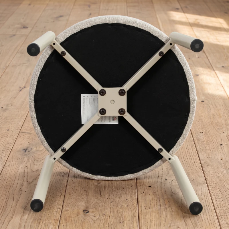 HOMCOM Lot de 4 Tabourets Empilables Ronds avec Assise Rembourrée, sans Dossier, Gain de Place, 45 x 45 x 47,5 cm, Crème