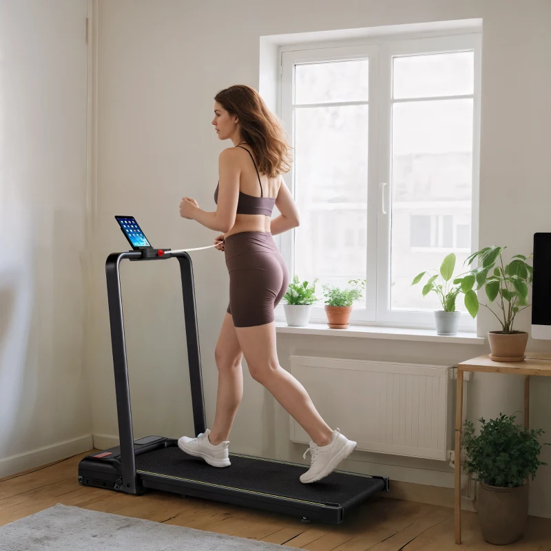 SPORTNOW Tapis Roulant Pieghevole con Inclinazione Regolabile, Velocità 1-10 km/h, Display LED e Telecomando, Nero