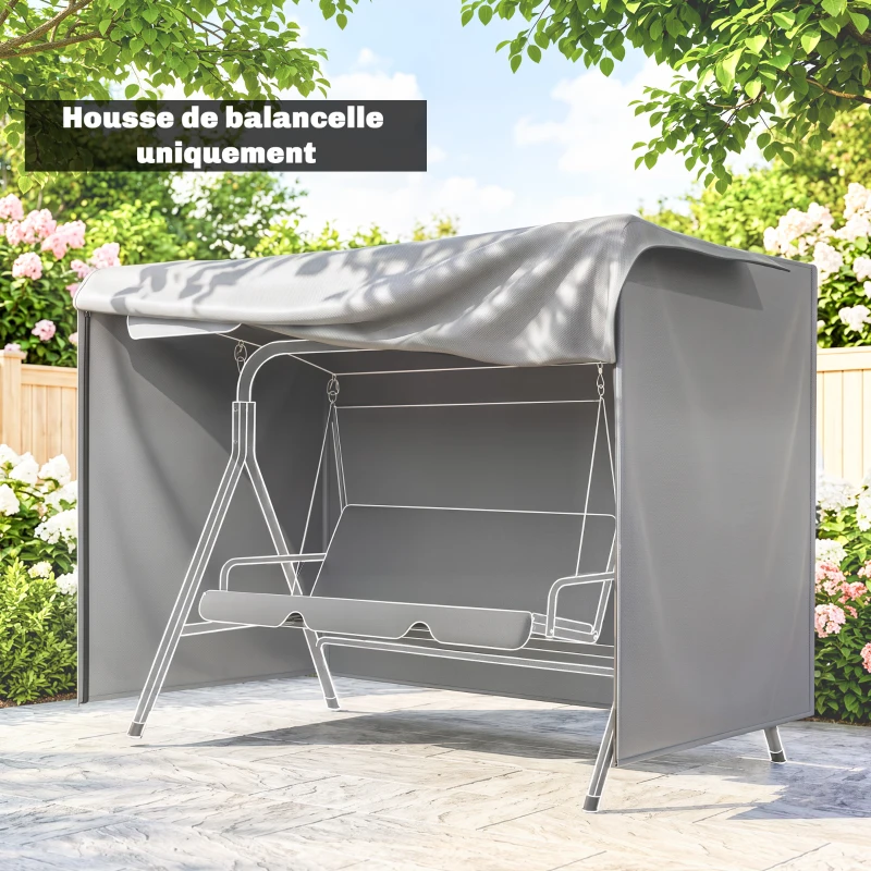 Outsunny Housse de Protection balancelle de Jardin 3 Places bâche étanche dim. 2,05L x 1,24l x 1,64H m Polyester Gris