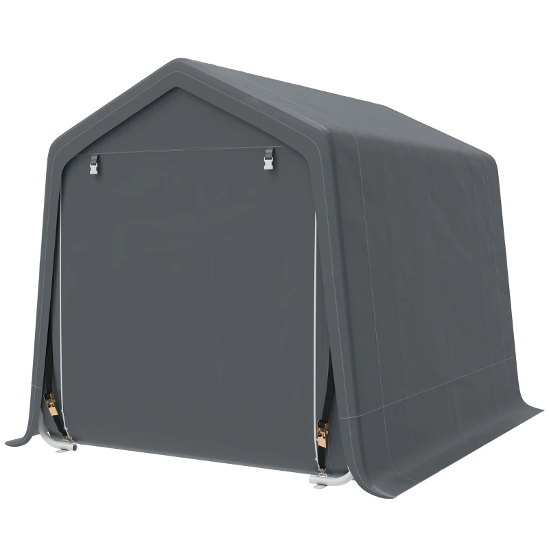 Outsunny 8 x 6.5 ft Outdoor Garden Storage Shed, Waterproof Bike Tent w/ Double Roll-up Zipper Door for Garden Tools, Dark Grey