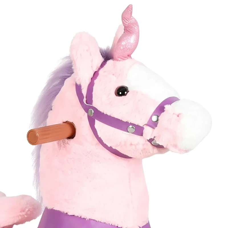 AIYAPLAY Ride on Horse Pedal Ride On Walking Horse Toy Rotatable Head Neighing Sound, Pink
