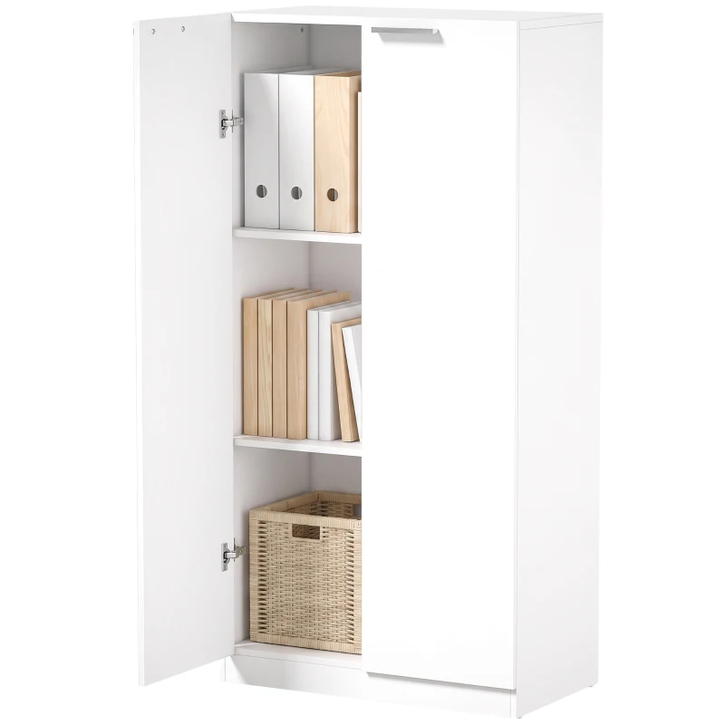 HOMCOM 120 cm Tall Storage Cabinet Cupboard, 3-Tier File Organiser Wooden Filing Cabinet, White