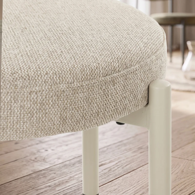 HOMCOM Lot de 4 Tabourets Empilables Ronds avec Assise Rembourrée, sans Dossier, Gain de Place, 45 x 45 x 47,5 cm, Crème