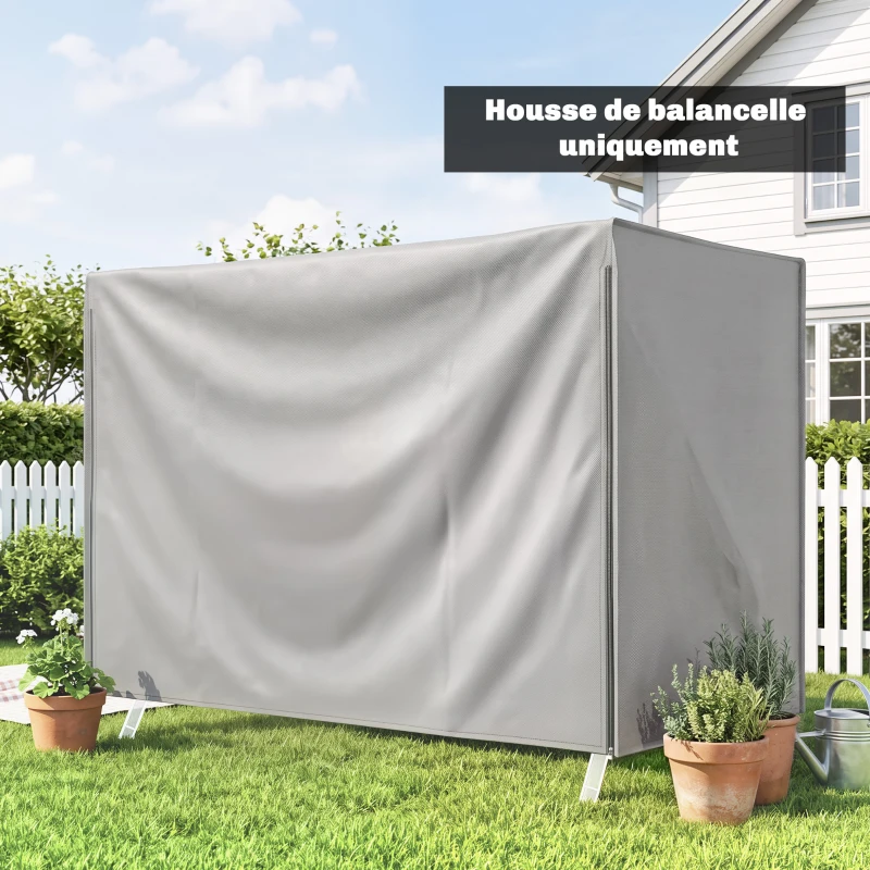 Outsunny Housse de Protection balancelle de Jardin 3 Places bâche étanche dim. 2,05L x 1,24l x 1,64H m Polyester Gris