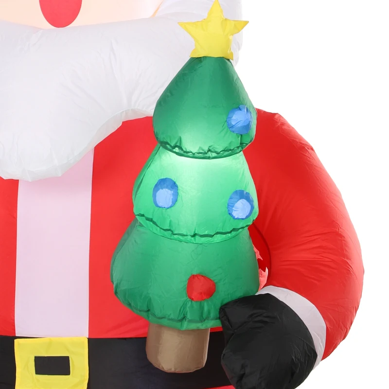 Outsunny Père Noël Gonflable de 243 cm avec Lumières LED, Matériel Fixation et Souffleur, Intérieur et Extérieur, Rouge
