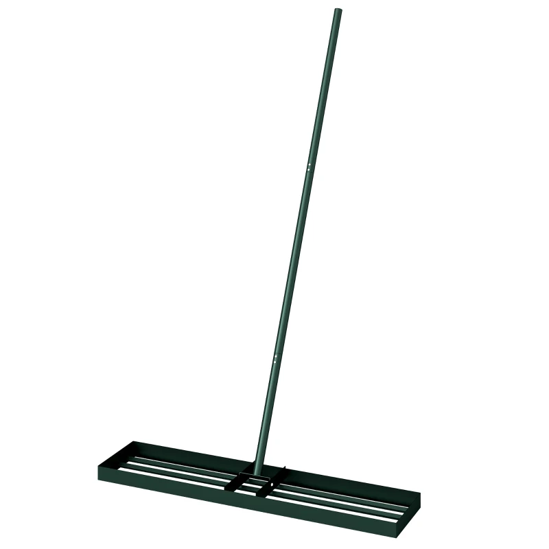 Outsunny Lawn Levelling Rake, 113 x 26 cm Lawn Leveller Lute with 169 cm Handle for Grass Soil Sand Yard Golf Course