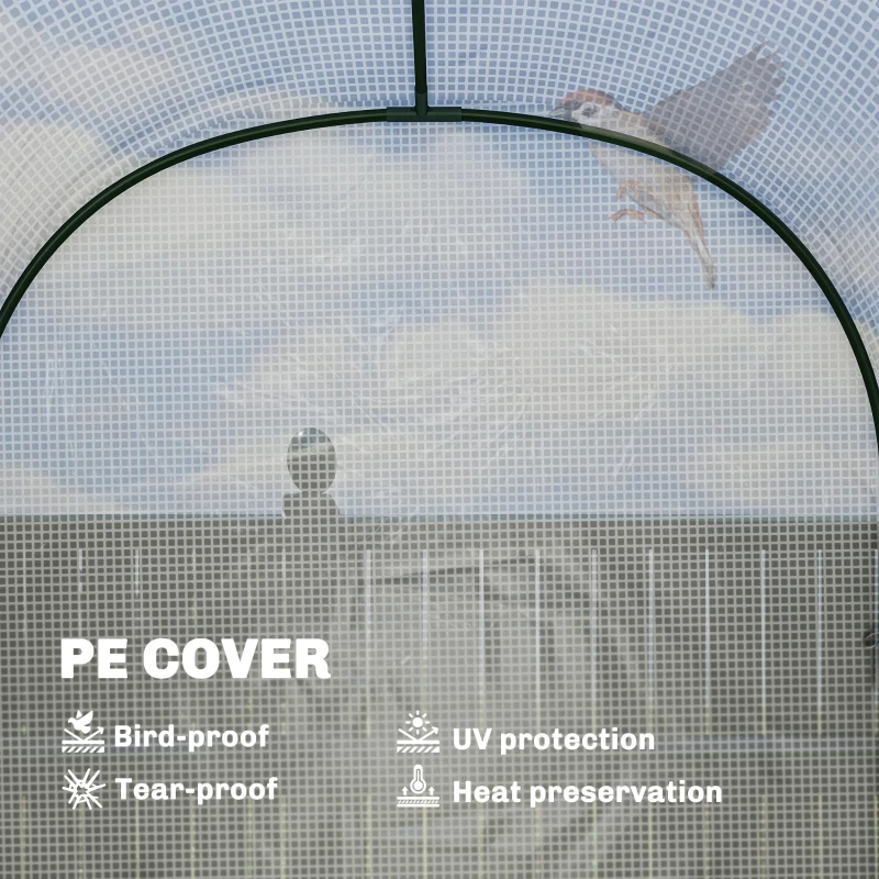 Outsunny Walk-in Greenhouse with Shelves, Small Greenhouse with PE Cover and Roll-up Door, 123 x 187 x 189 cm, White