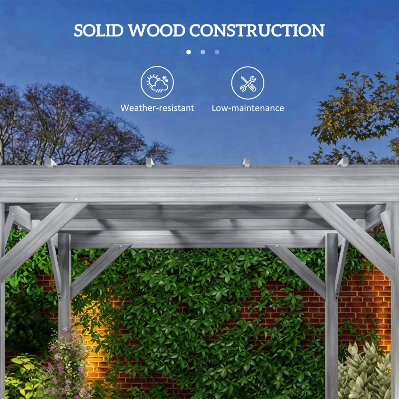 Outsunny 3 x 3 m Wooden Pergola Kit, Decorative Garden Gazebo Shelter with Stable Structure for Climbing Vines, Grey