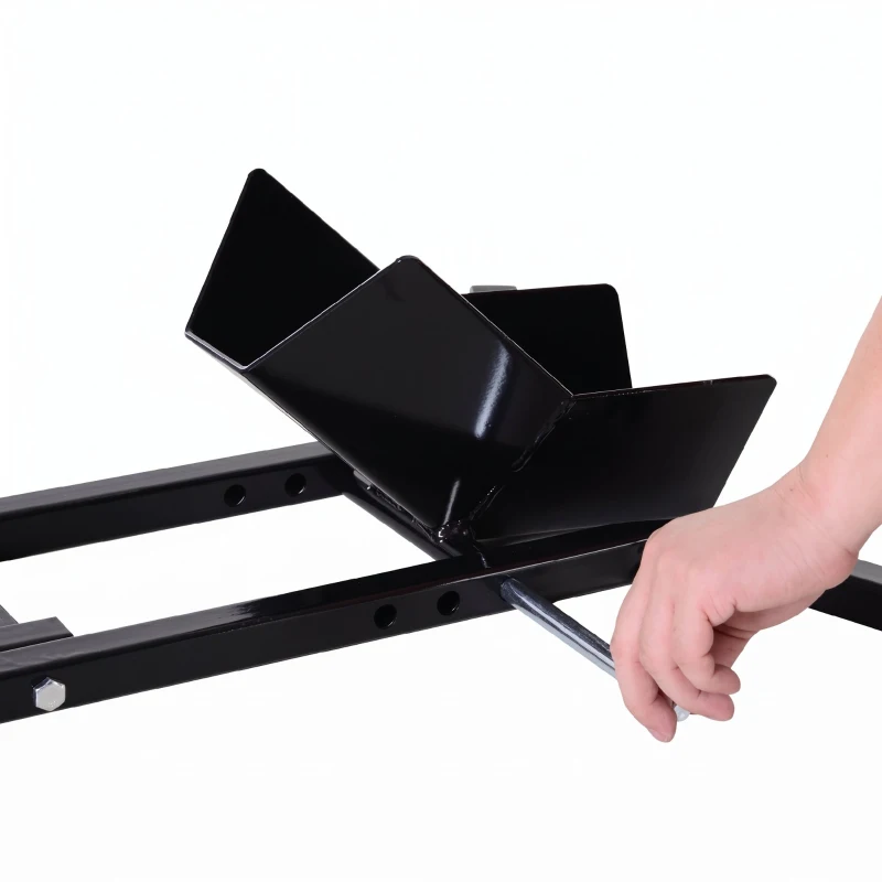 HOMCOM Blocator pentru Roata Motocicletei, Reglabil pe 3 Niveluri, max 250 kg, din Metal, 60x55x43 cm, Negru