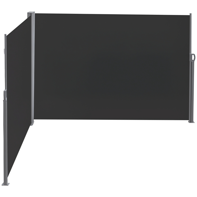 Outsunny Double Store latéral Brise-Vue paravent rétractable dim. 6L x 1,80H m Polyester Anti-UV Gris et noir